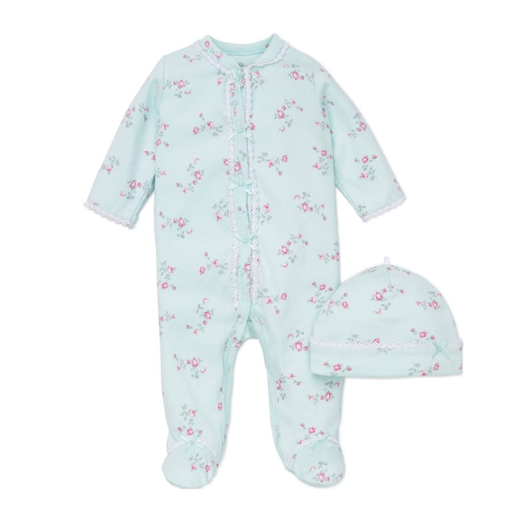 Like New Little Me Floral Onesie & hat- baby girl